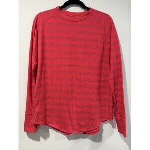 Zella Top Womens Small Hot Pink Striped Athletic Athleisure Travel Basic Casual